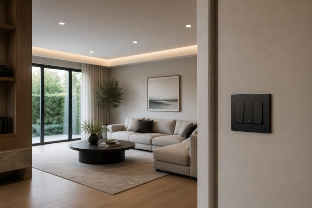 Modern home interior with clean lighting and polished electrical switches.